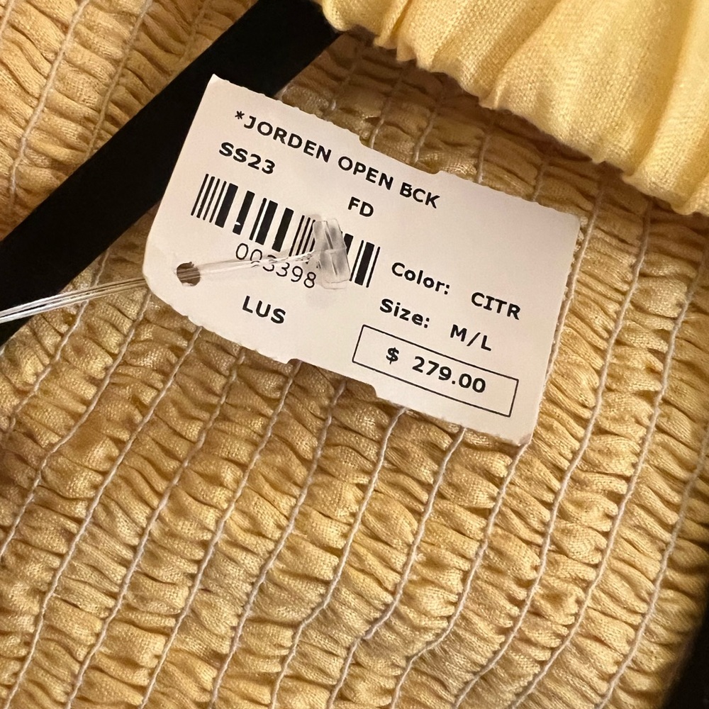 NWT Lusana Jorden Open Back Yellow Midi Dress - Picture 9 of 11